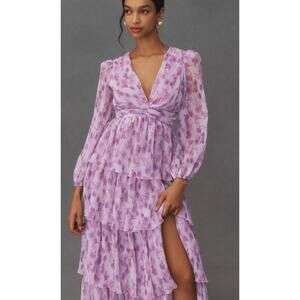 NWT ASTR Anthropologie Long Sleeve Purple Floral Sibylla Dress XS